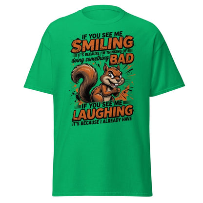 Mischievous Squirrel T-Shirt Funny Smiling Laughing Bad Tee - Irish Green - TeeRipple