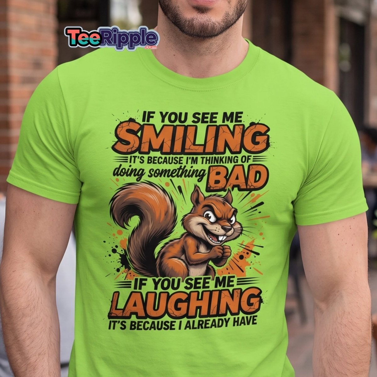 Mischievous Squirrel T-Shirt Funny Smiling Laughing Bad Tee - Sapphire - TeeRipple