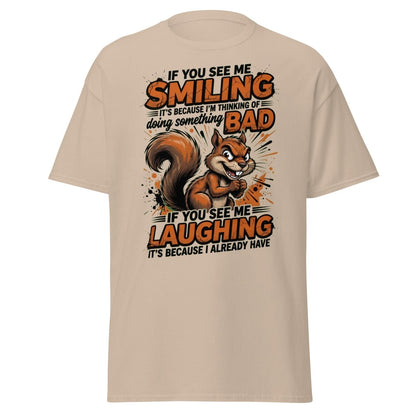 Mischievous Squirrel T-Shirt Funny Smiling Laughing Bad Tee - Sand - TeeRipple