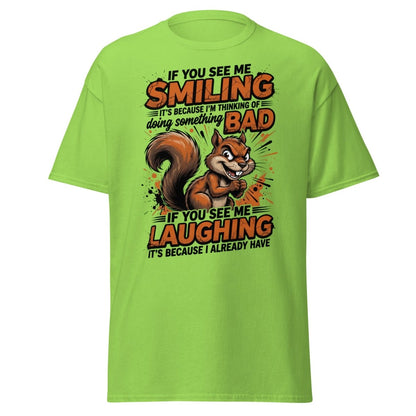 Mischievous Squirrel T-Shirt Funny Smiling Laughing Bad Tee - Lime - TeeRipple