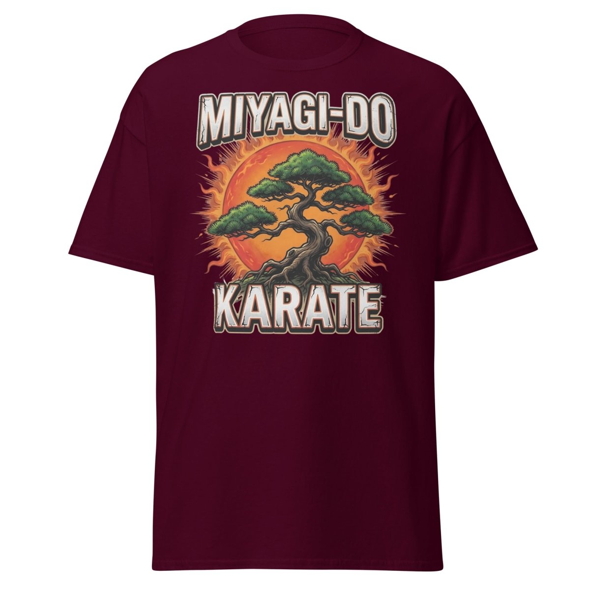 Miyagi - Do Karate Bonsai T-Shirt – Karate Kid Inspired - Maroon - TeeRipple
