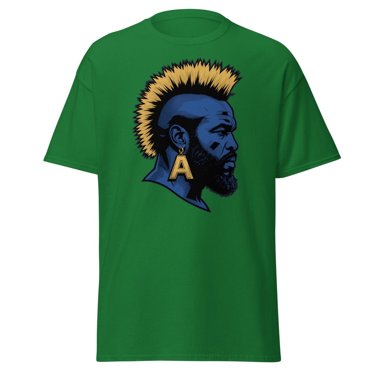 Mohawk Punk Rocker T-Shirt – Comic Book Style Tee - Turf Green - TeeRipple