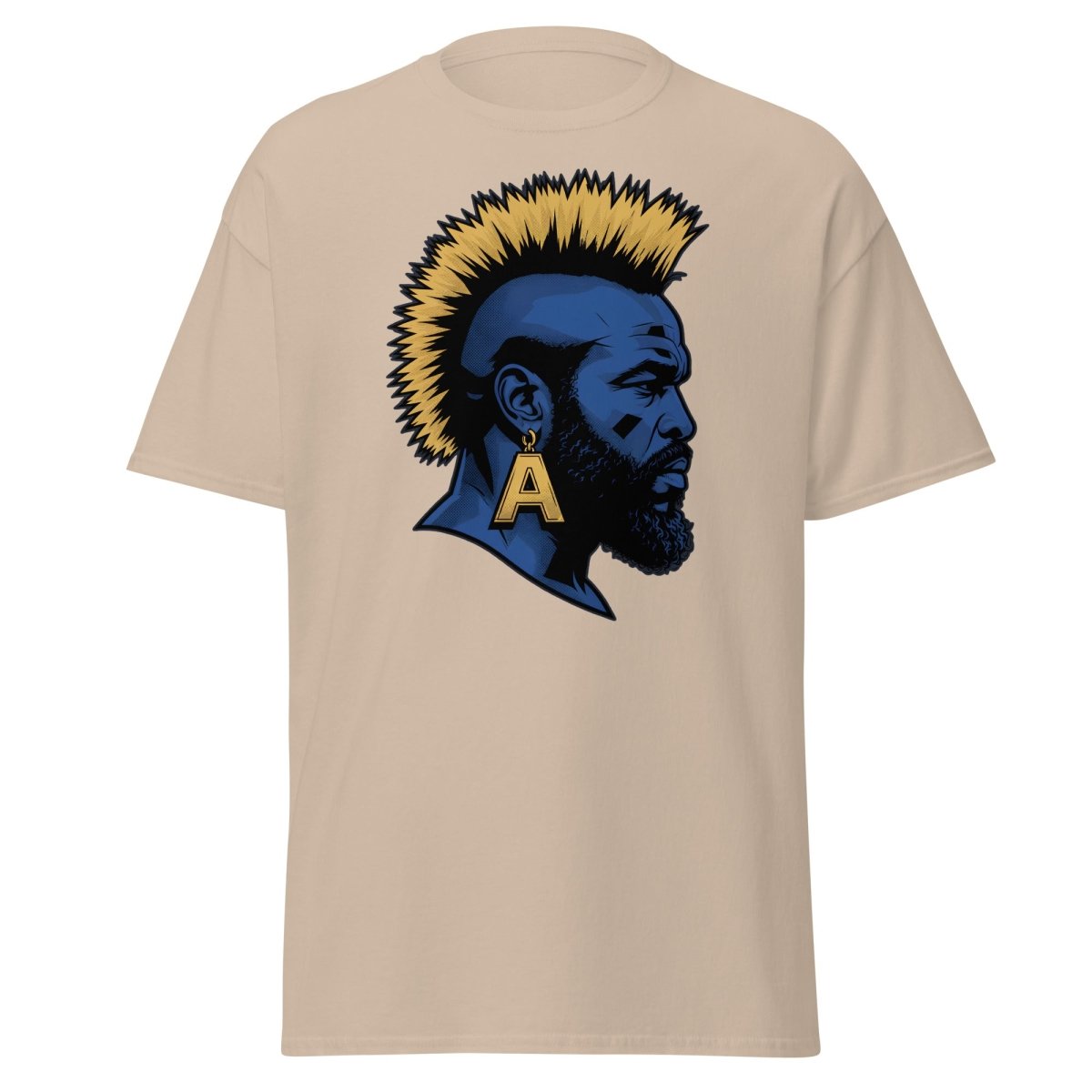 Mohawk Punk Rocker T-Shirt – Comic Book Style Tee - Sand - TeeRipple