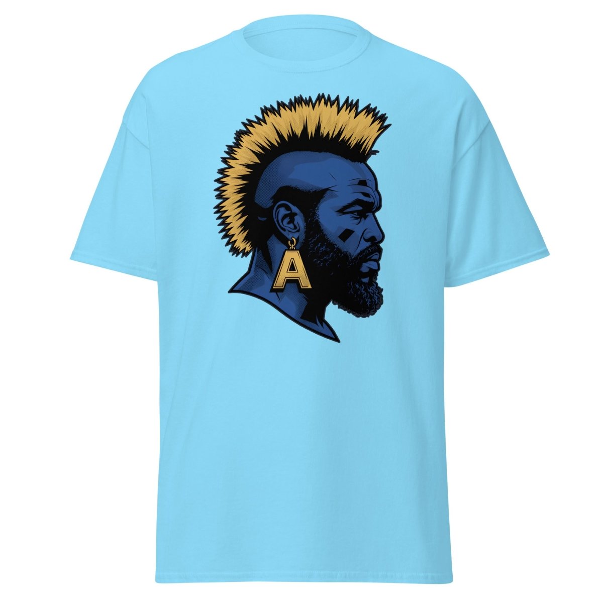 Mohawk Punk Rocker T-Shirt – Comic Book Style Tee - Sky - TeeRipple