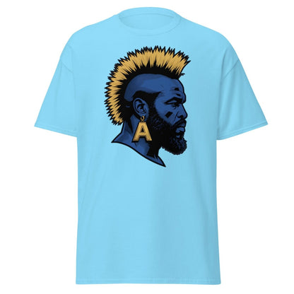 Mohawk Punk Rocker T-Shirt – Comic Book Style Tee - Sky - TeeRipple