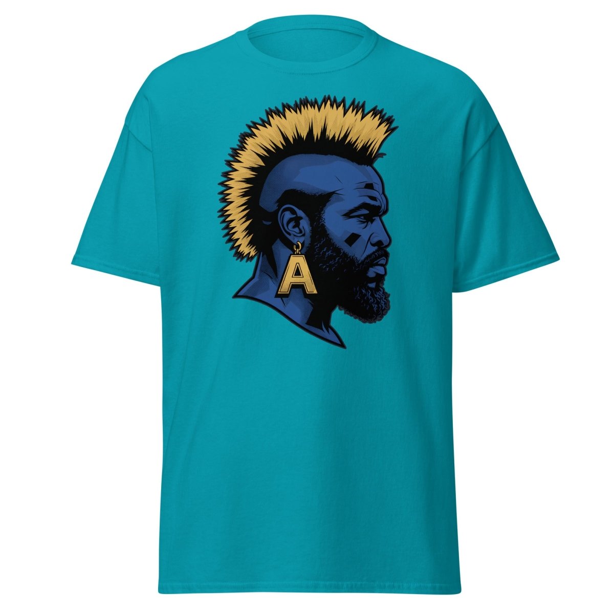 Mohawk Punk Rocker T-Shirt – Comic Book Style Tee - Tropical Blue - TeeRipple