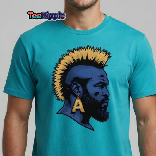 Mohawk Punk Rocker T-Shirt – Comic Book Style Tee - Maroon - TeeRipple