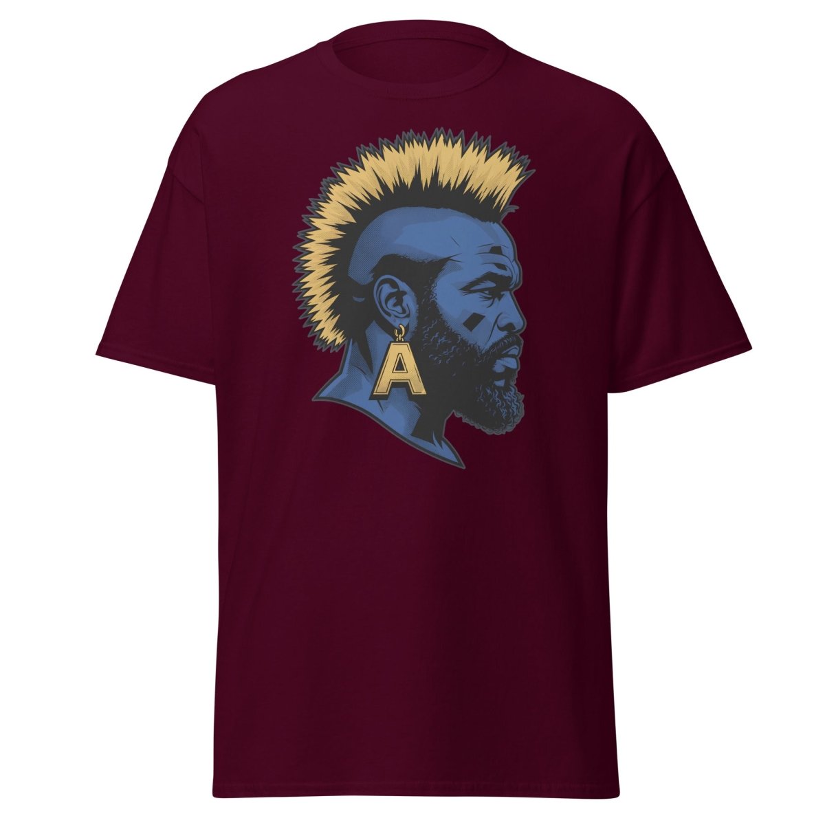 Mohawk Punk Rocker T-Shirt – Comic Book Style Tee - Maroon - TeeRipple