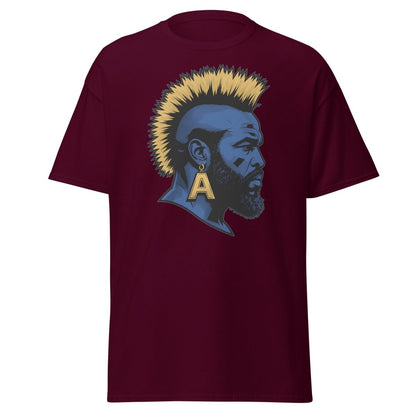 Mohawk Punk Rocker T-Shirt – Comic Book Style Tee - Maroon - TeeRipple