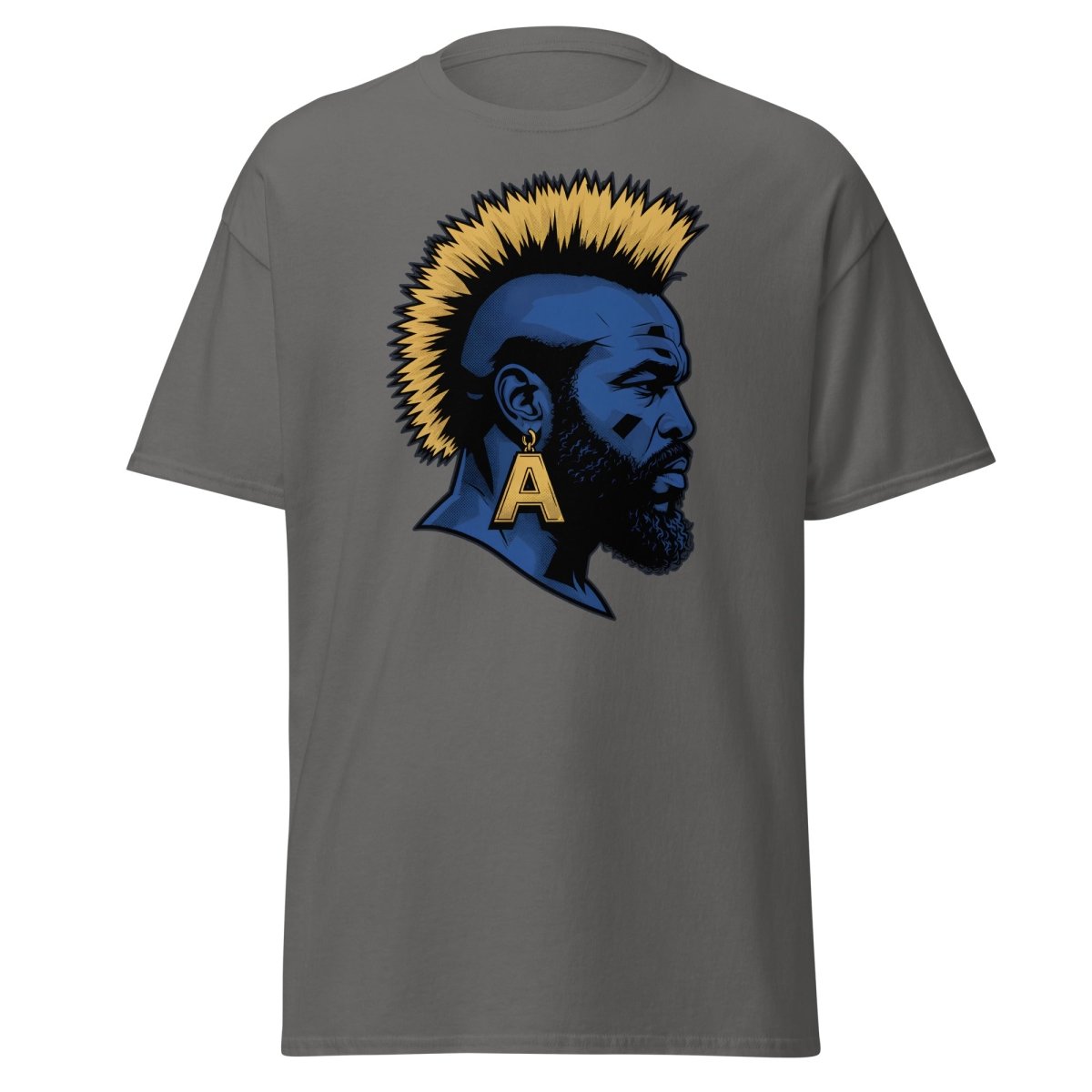 Mohawk Punk Rocker T-Shirt – Comic Book Style Tee - Charcoal - TeeRipple
