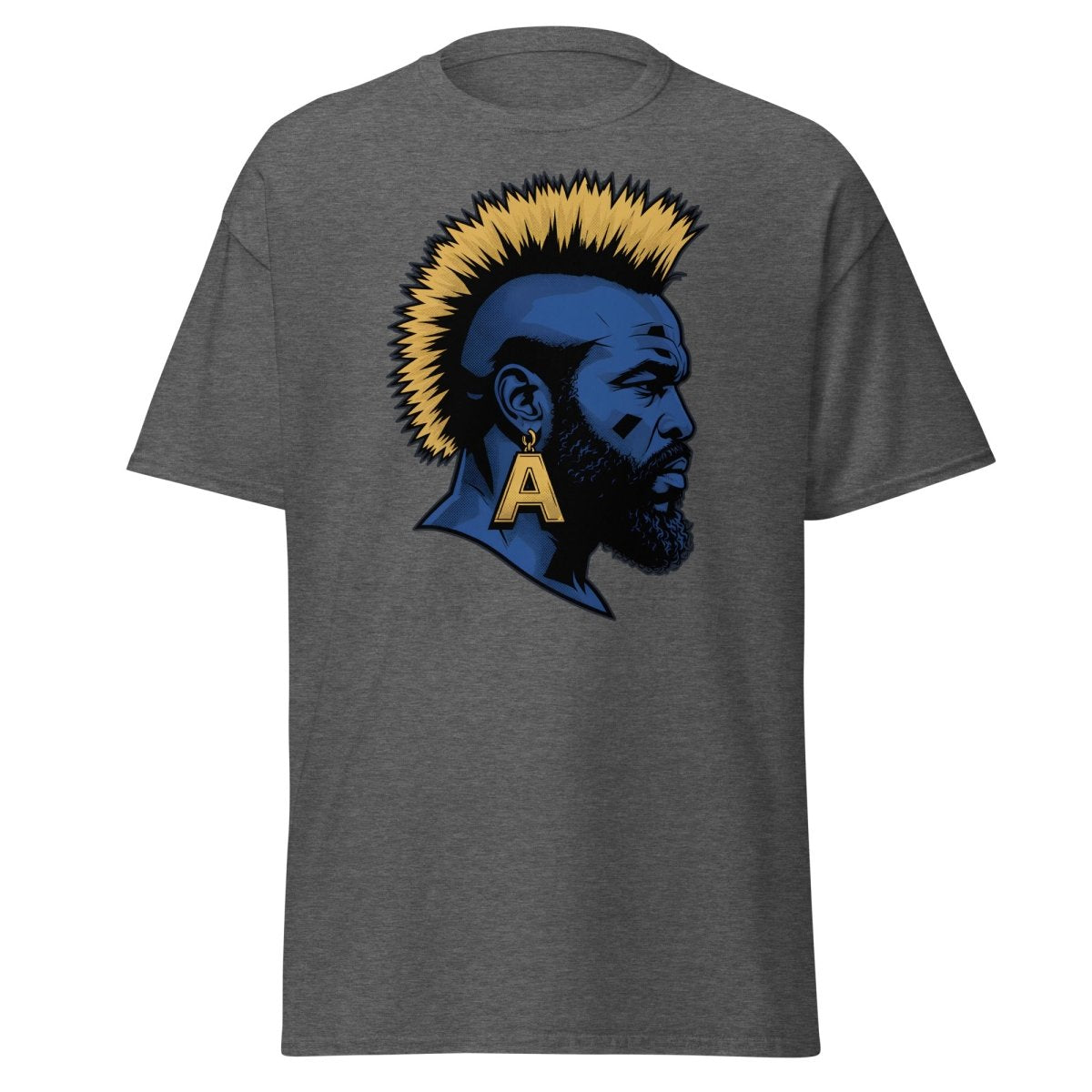 Mohawk Punk Rocker T-Shirt – Comic Book Style Tee - Dark Heather - TeeRipple