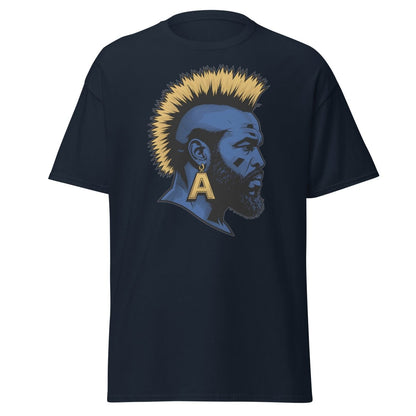 Mohawk Punk Rocker T-Shirt – Comic Book Style Tee - Navy - TeeRipple
