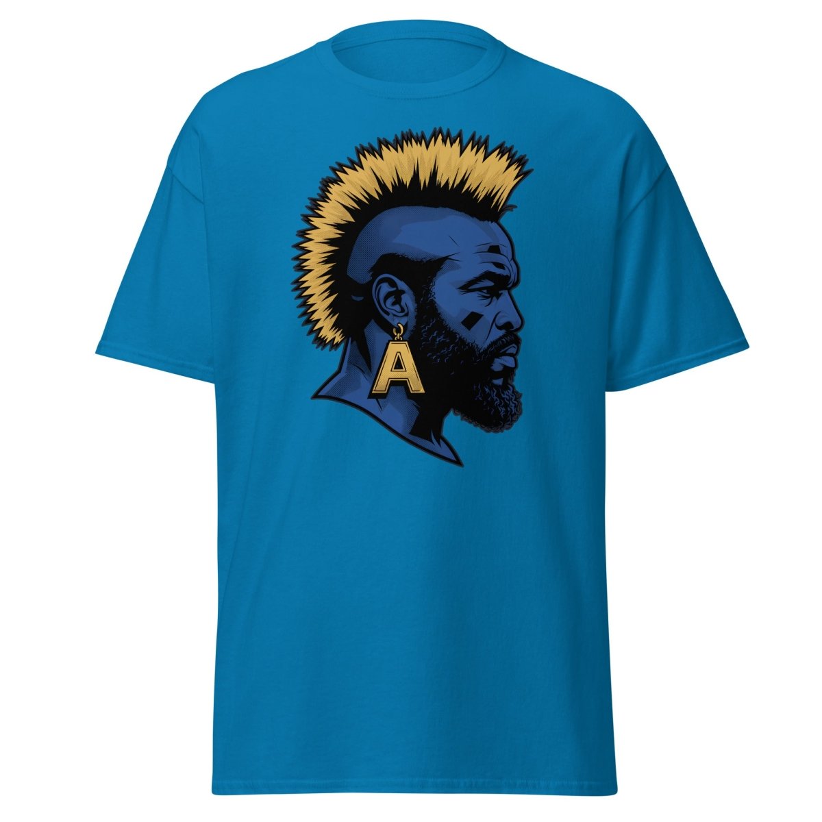 Mohawk Punk Rocker T-Shirt – Comic Book Style Tee - Sapphire - TeeRipple