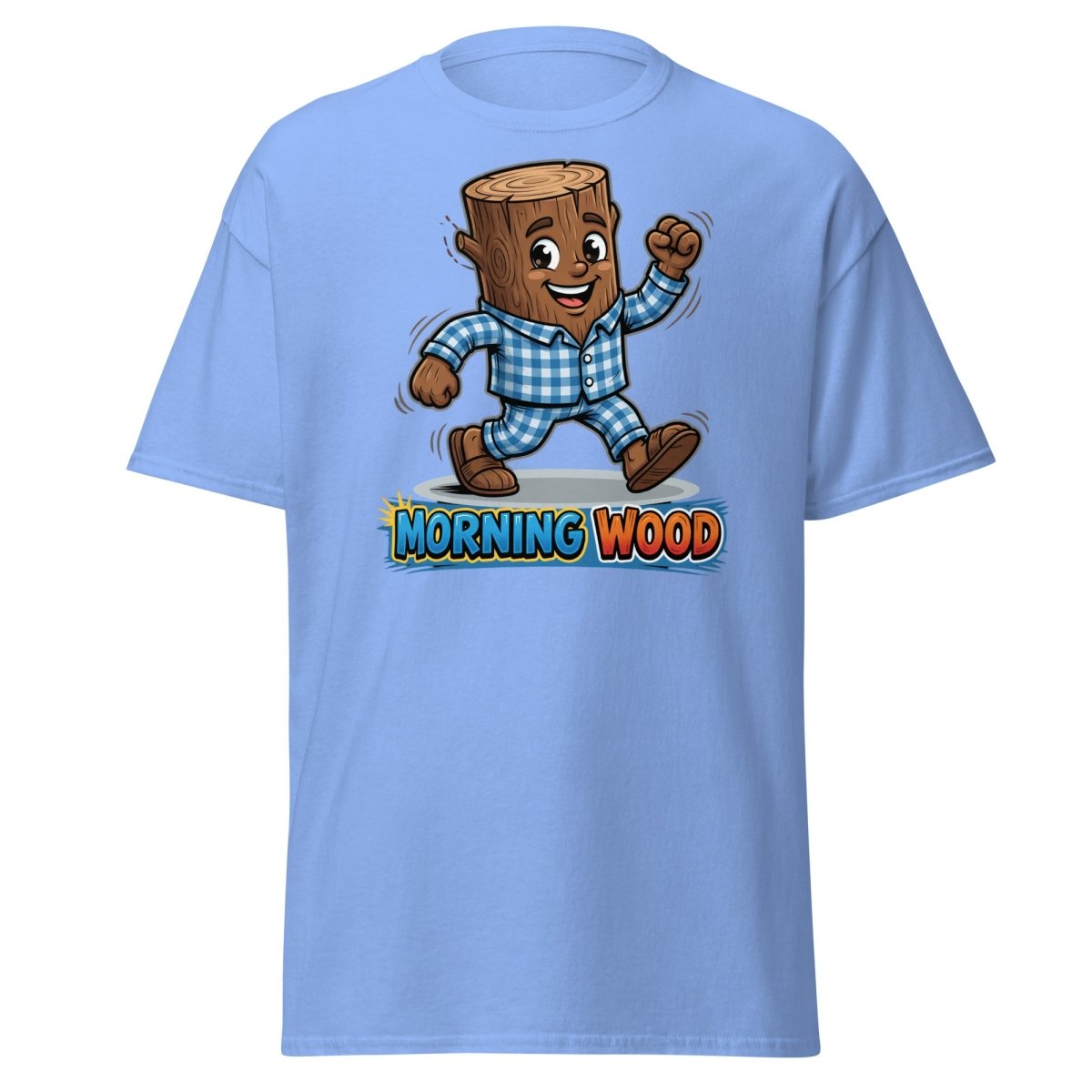 Morning Wood Funny Pajama Log T-Shirt - Carolina Blue - TeeRipple