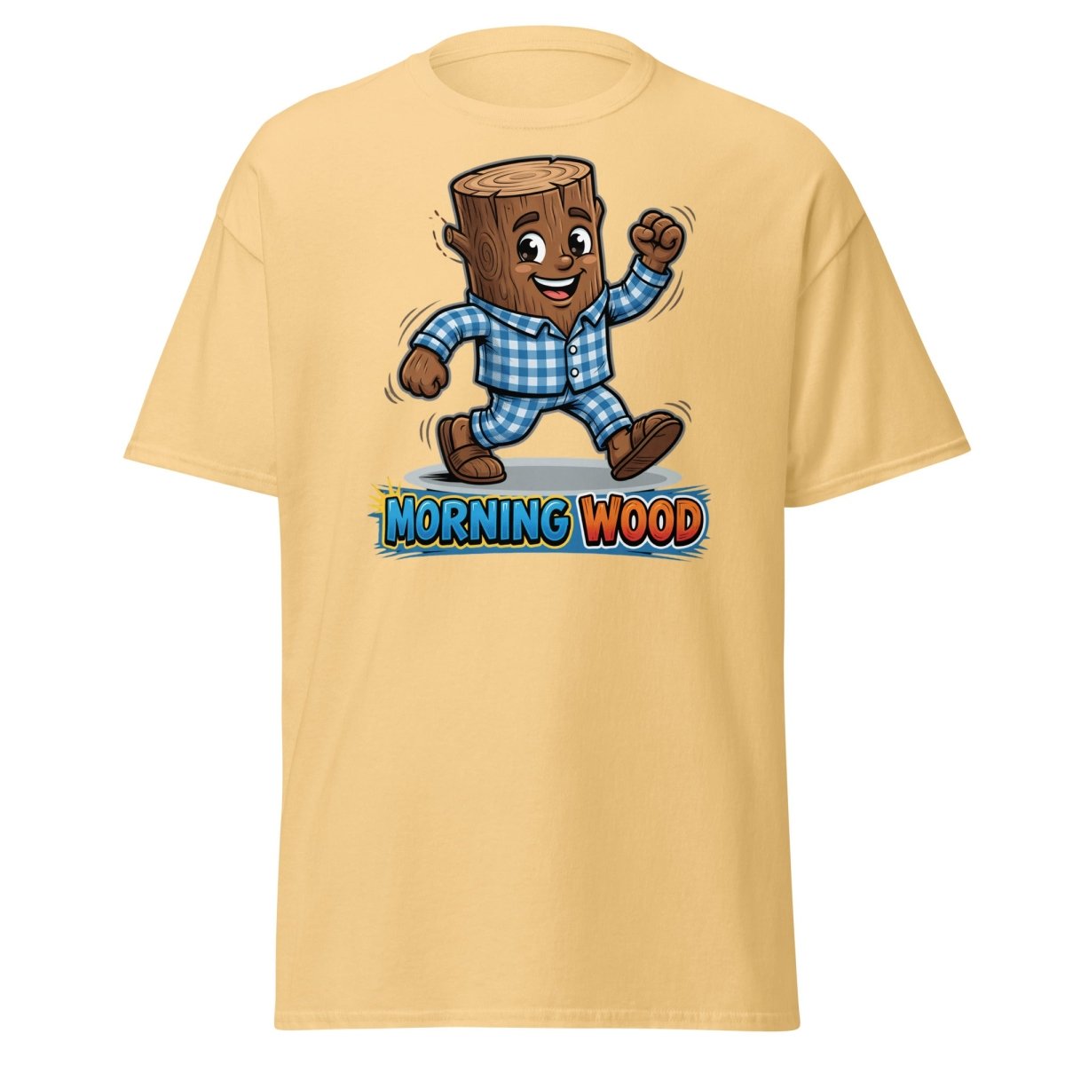 Morning Wood Funny Pajama Log T-Shirt - Yellow Haze - TeeRipple