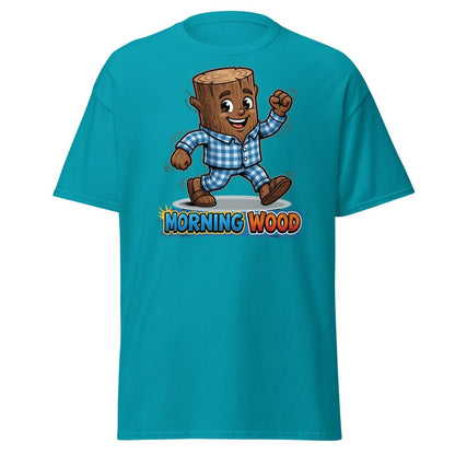 Morning Wood Funny Pajama Log T-Shirt - Tropical Blue - TeeRipple