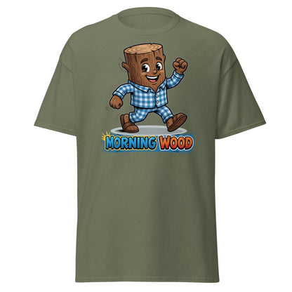 Morning Wood Funny Pajama Log T-Shirt - Military Green - TeeRipple