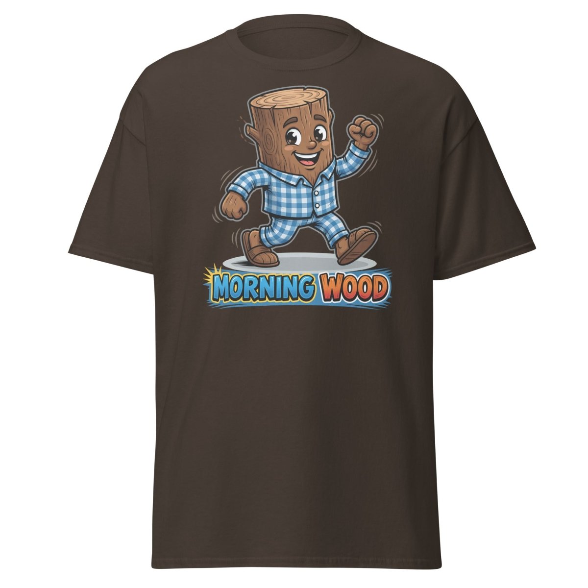 Morning Wood Funny Pajama Log T-Shirt - Dark Chocolate - TeeRipple