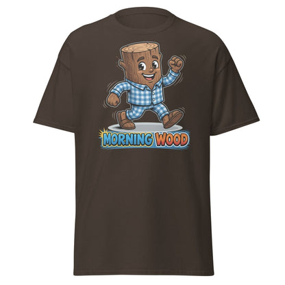 Morning Wood Funny Pajama Log T-Shirt - Dark Chocolate - TeeRipple
