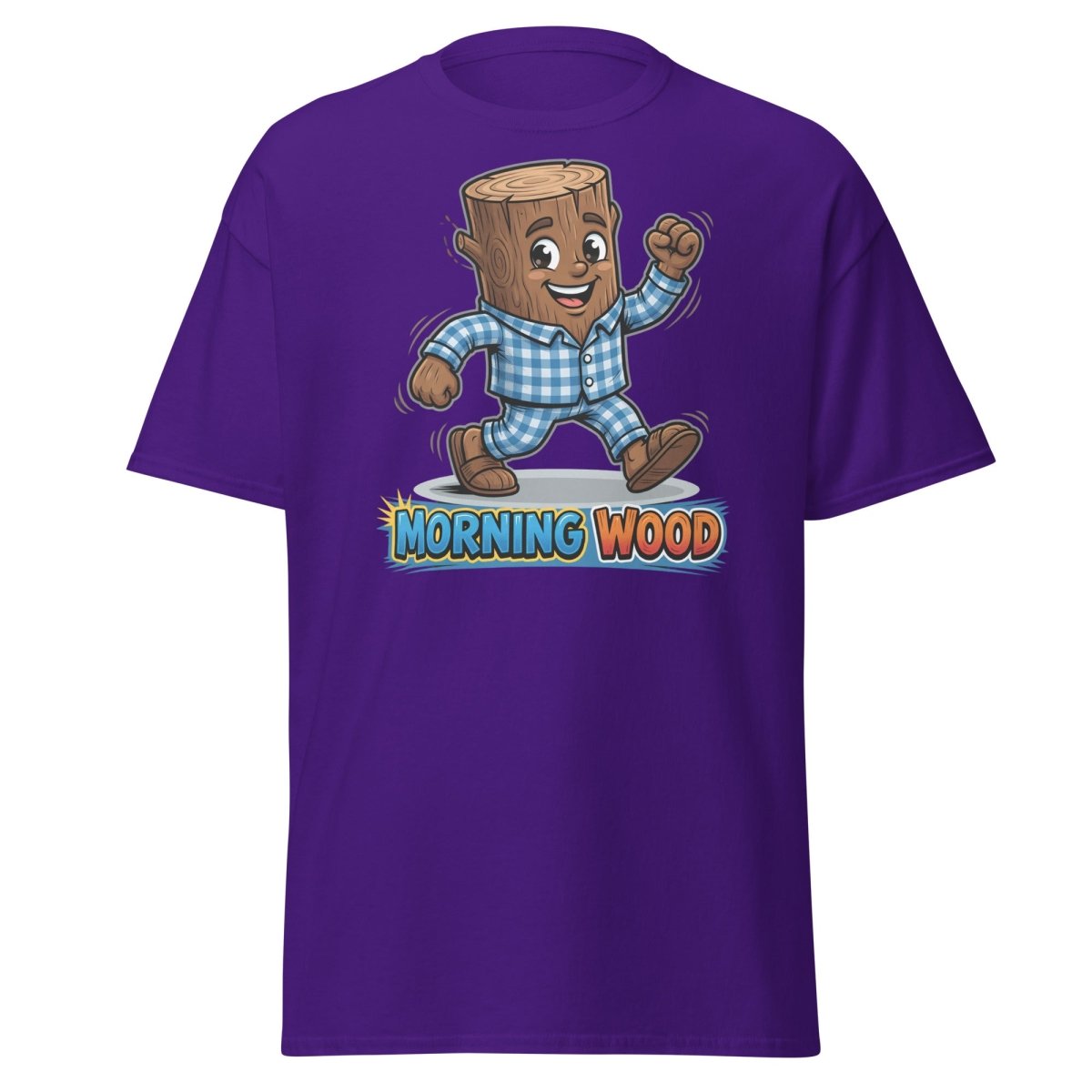 Morning Wood Funny Pajama Log T-Shirt - Purple - TeeRipple