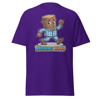 Morning Wood Funny Pajama Log T-Shirt - Purple - TeeRipple