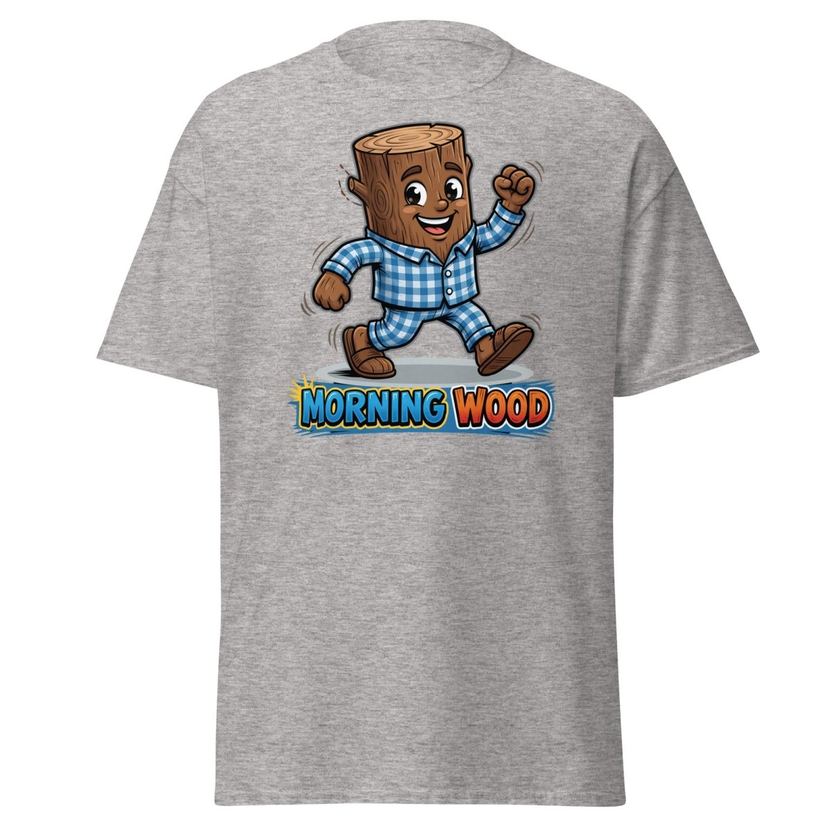 Morning Wood Funny Pajama Log T-Shirt - Sport Grey - TeeRipple