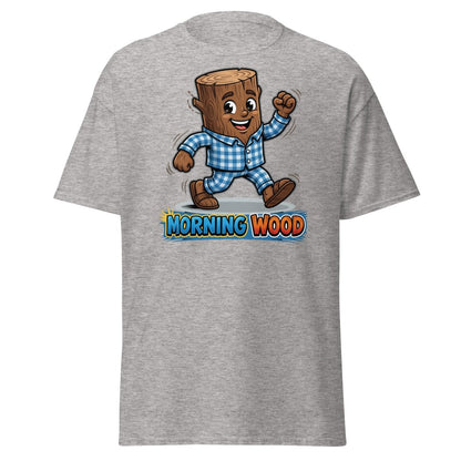Morning Wood Funny Pajama Log T-Shirt - Sport Grey - TeeRipple