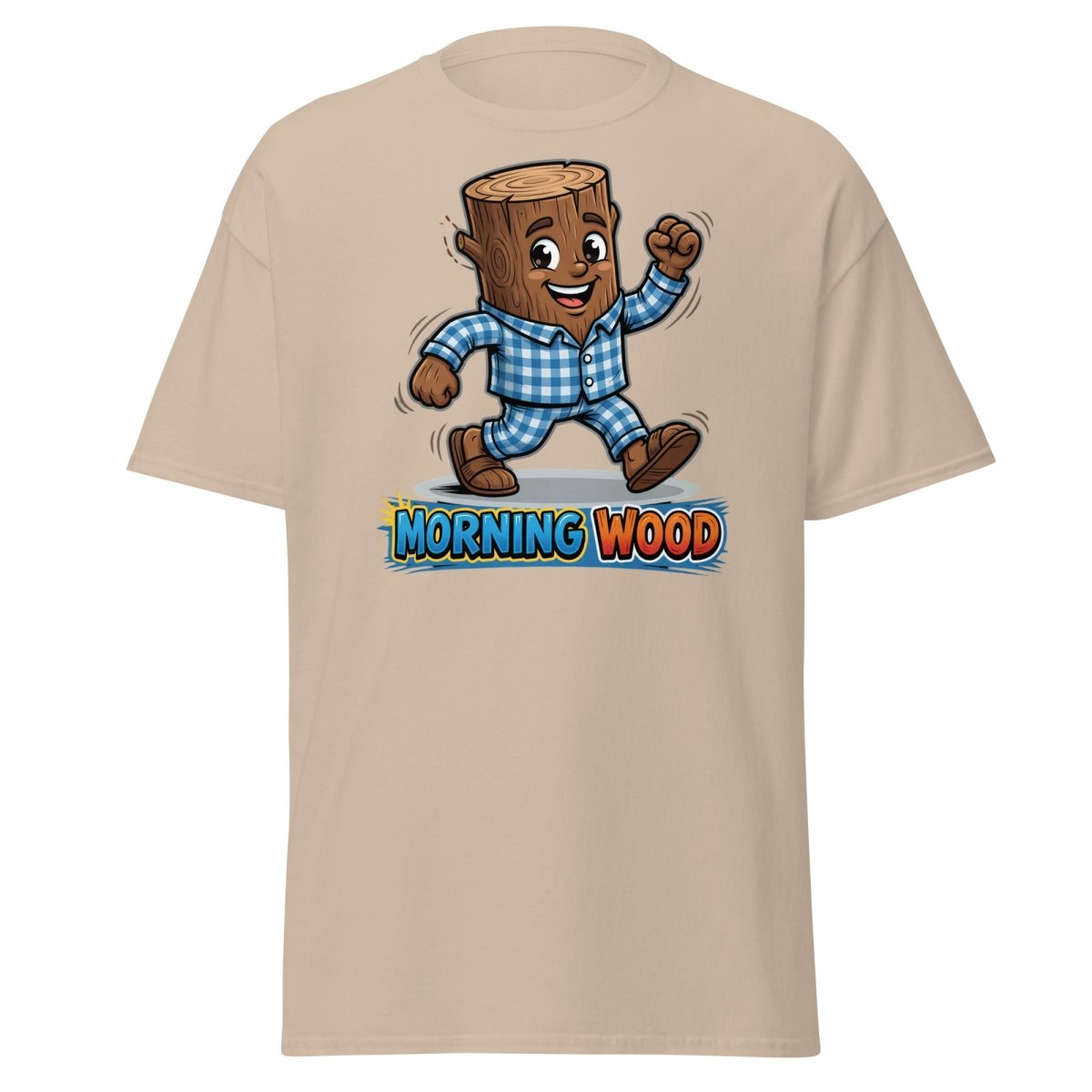 Morning Wood Funny Pajama Log T-Shirt - Sand - TeeRipple