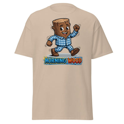 Morning Wood Funny Pajama Log T-Shirt - Sand - TeeRipple