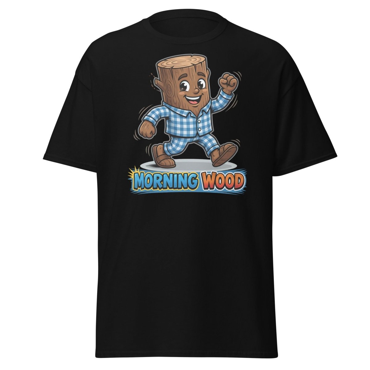 Morning Wood Funny Pajama Log T-Shirt - Black - TeeRipple
