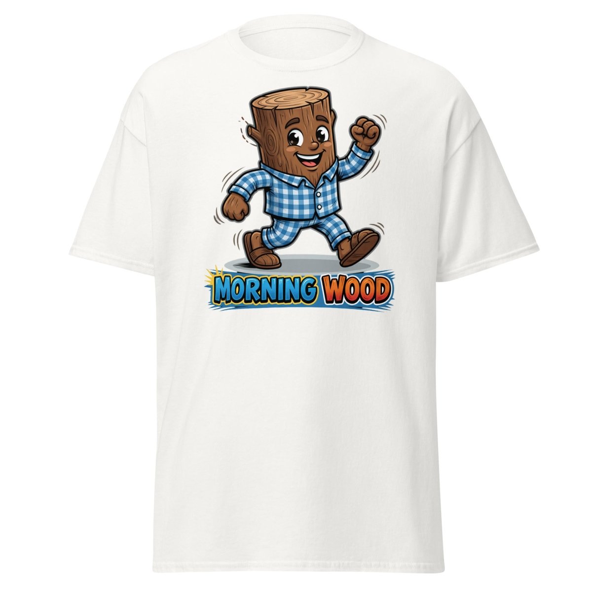 Morning Wood Funny Pajama Log T-Shirt - White - TeeRipple