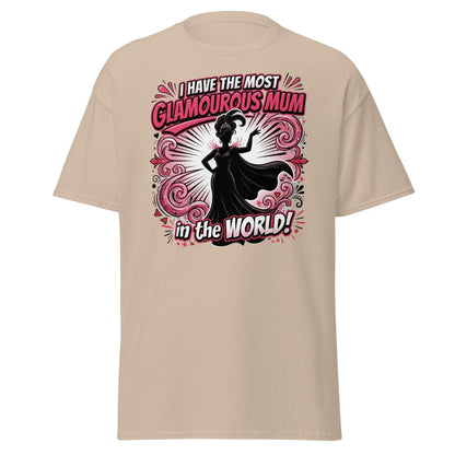 Most Glamourous Mum in the World T-Shirt – Pink Glam Design - Sand - TeeRipple
