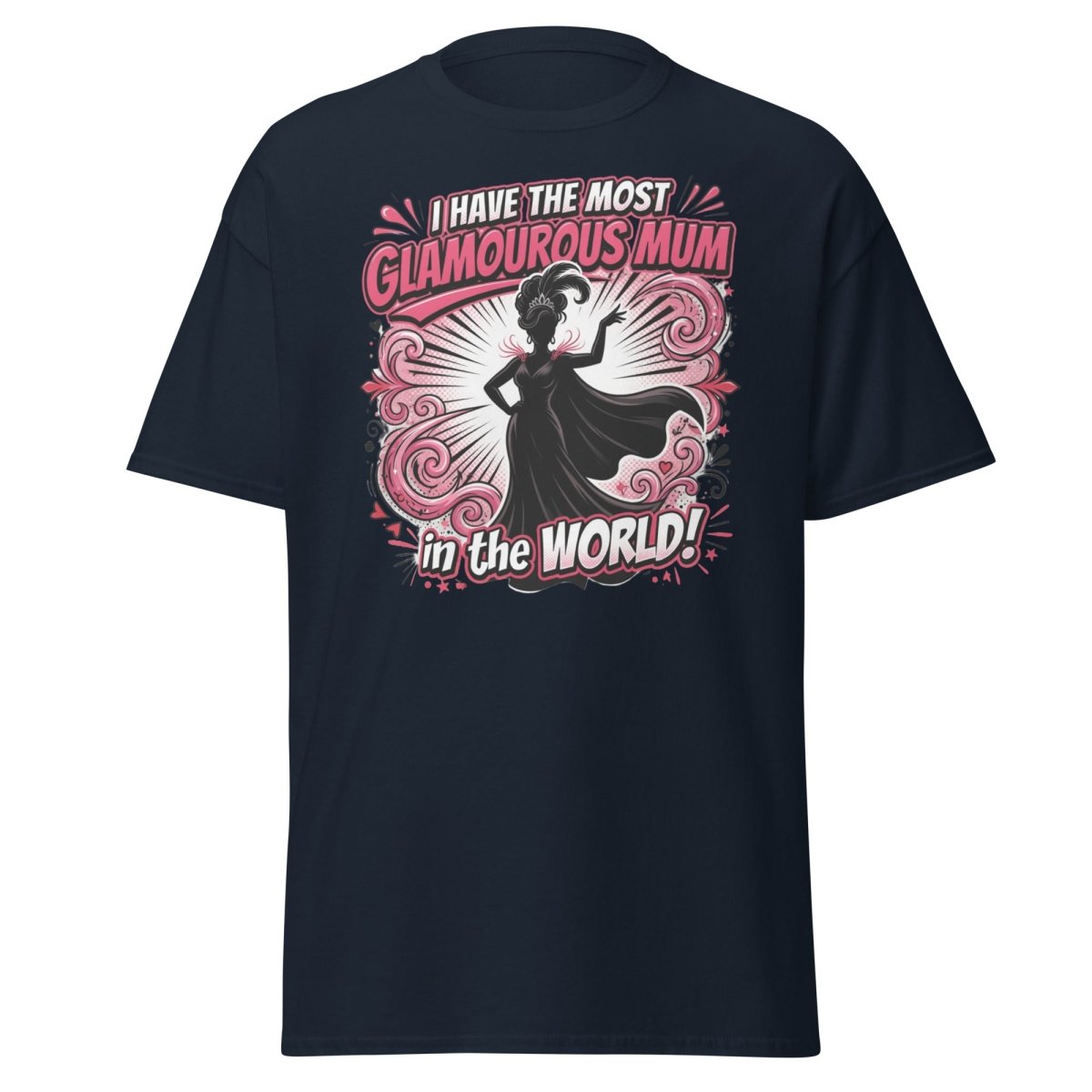 Most Glamourous Mum in the World T-Shirt – Pink Glam Design - Navy - TeeRipple