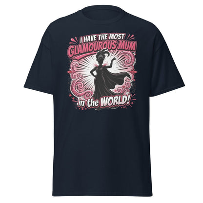 Most Glamourous Mum in the World T-Shirt – Pink Glam Design - Navy - TeeRipple
