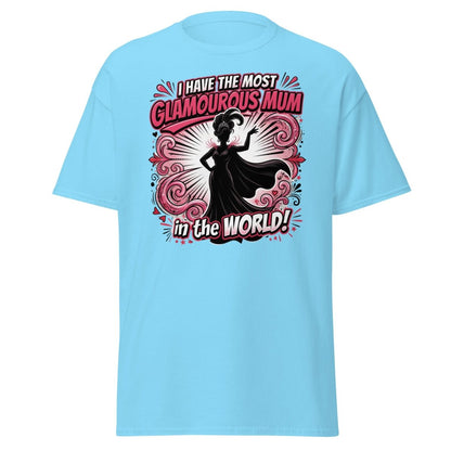Most Glamourous Mum in the World T-Shirt – Pink Glam Design - Sky - TeeRipple