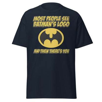Most People See Batman's Logo T-Shirt Funny Meme Tee - Navy - TeeRipple