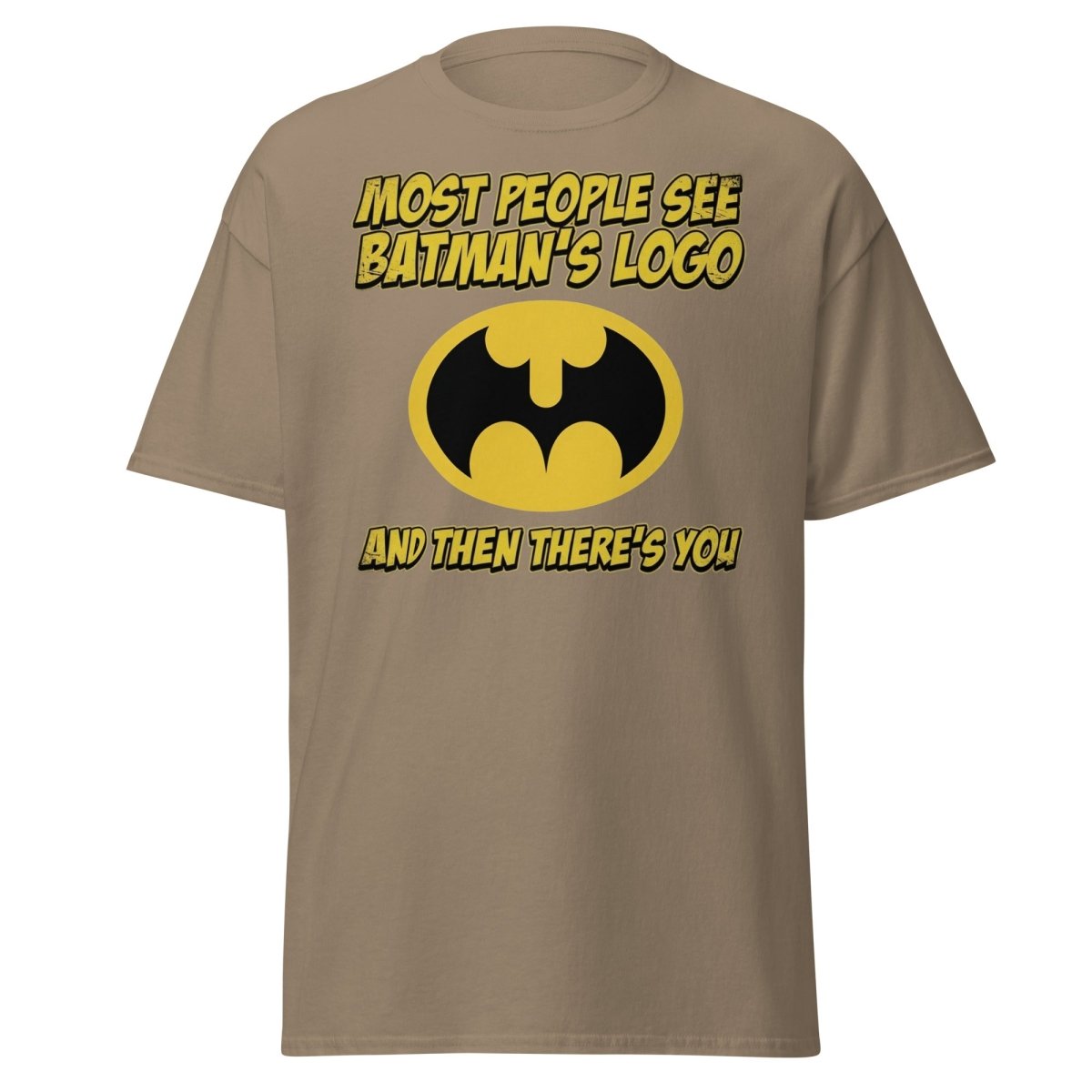 Most People See Batman's Logo T-Shirt Funny Meme Tee - Brown Savana - TeeRipple