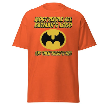 Most People See Batman's Logo T-Shirt Funny Meme Tee - Orange - TeeRipple