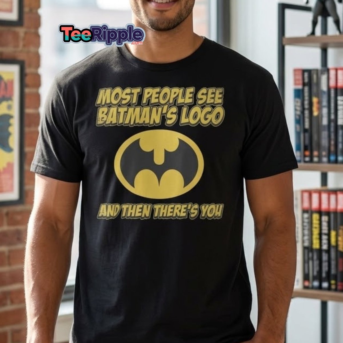 Most People See Batman's Logo T-Shirt Funny Meme Tee - Maroon - TeeRipple