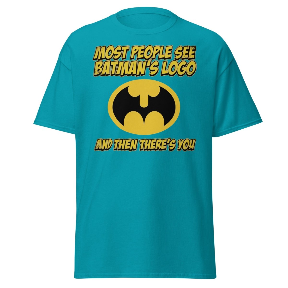 Most People See Batman's Logo T-Shirt Funny Meme Tee - Tropical Blue - TeeRipple