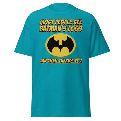 Most People See Batman's Logo T-Shirt Funny Meme Tee - Tropical Blue - TeeRipple