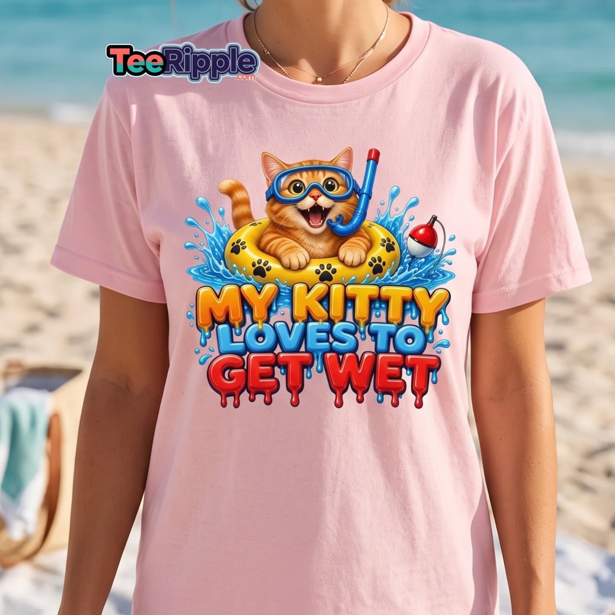 My Kitty Loves To Get Wet Tee - Maroon - TeeRipple