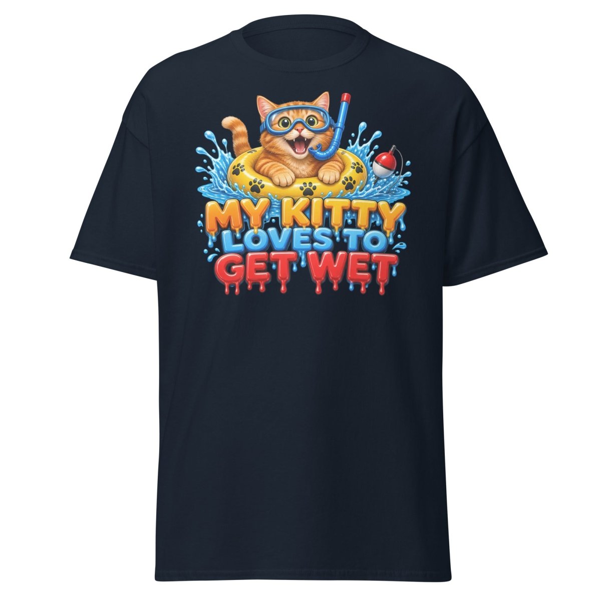 My Kitty Loves To Get Wet Tee - Navy - TeeRipple