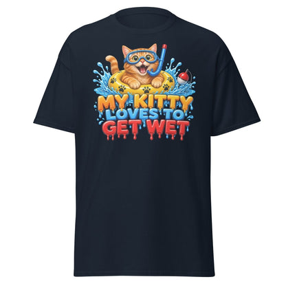 My Kitty Loves To Get Wet Tee - Navy - TeeRipple