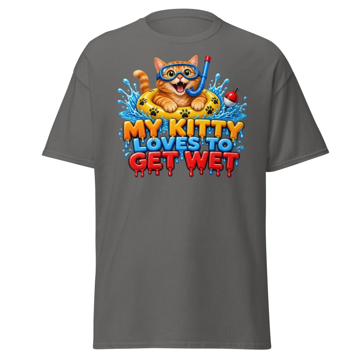 My Kitty Loves To Get Wet Tee - Charcoal - TeeRipple