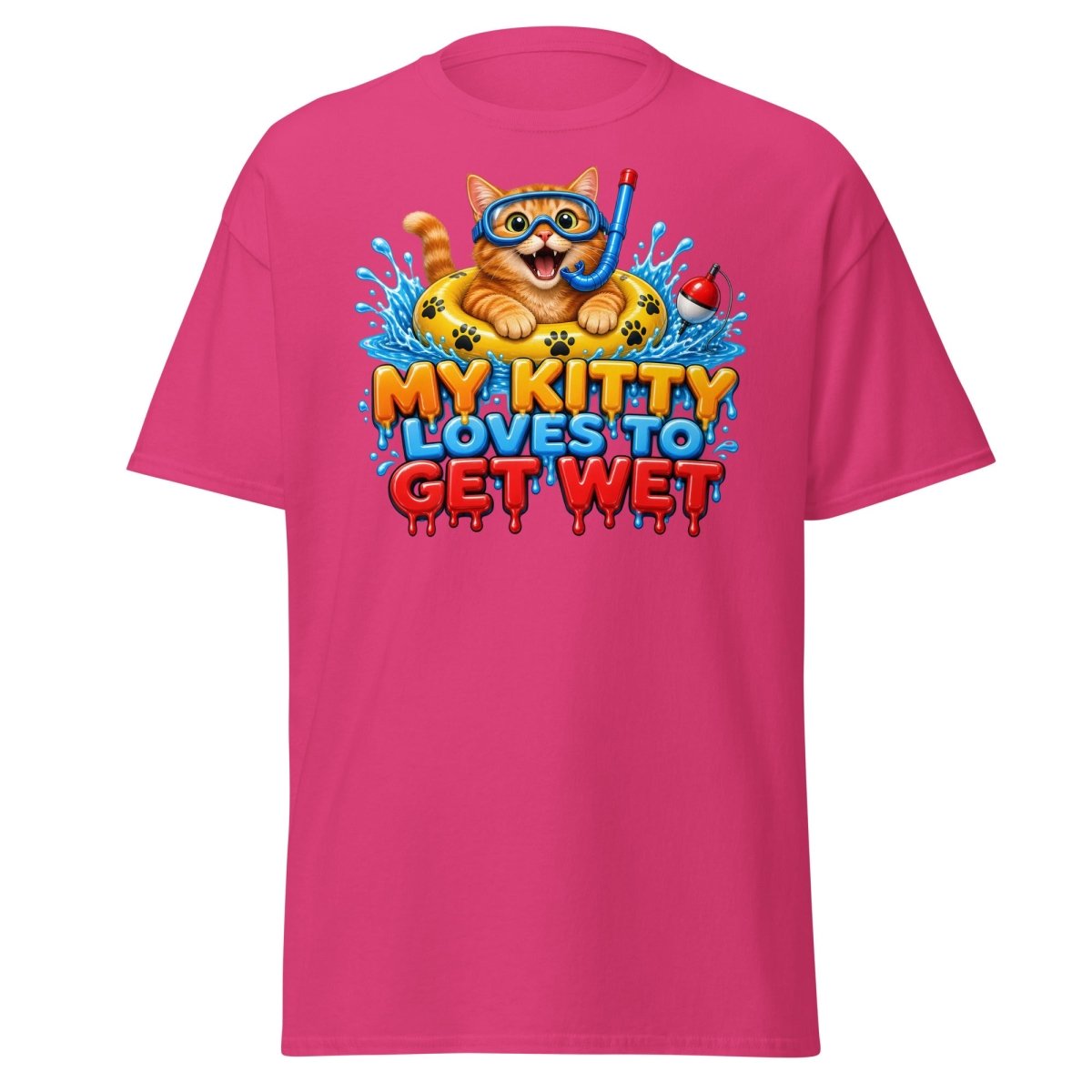 My Kitty Loves To Get Wet Tee - Heliconia - TeeRipple