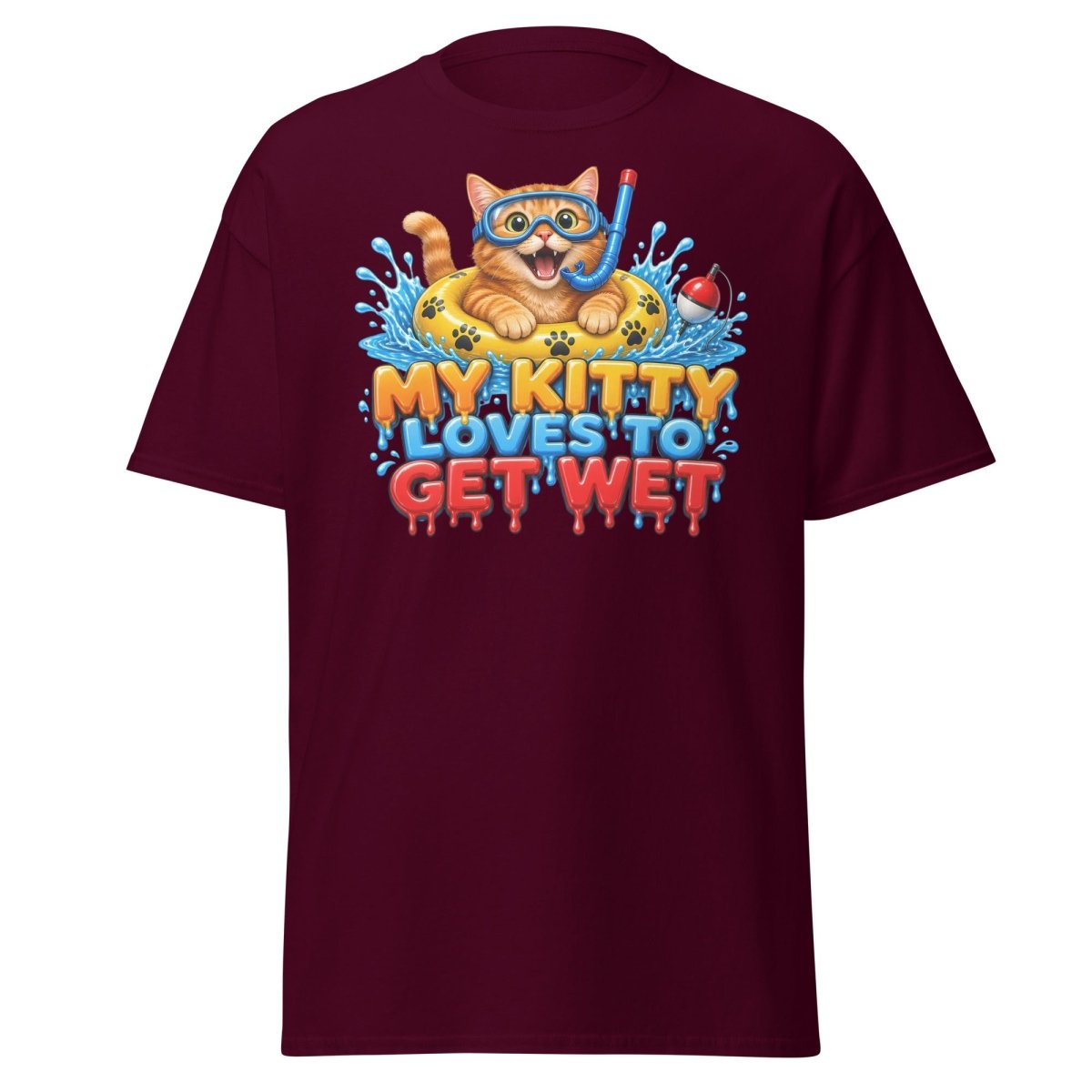 My Kitty Loves To Get Wet Tee - Maroon - TeeRipple