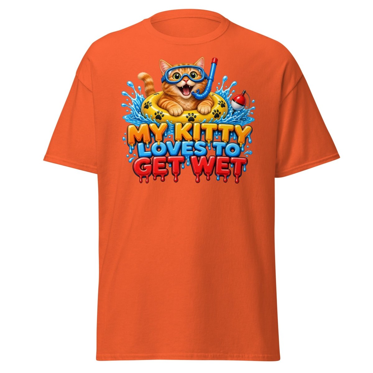 My Kitty Loves To Get Wet Tee - Orange - TeeRipple