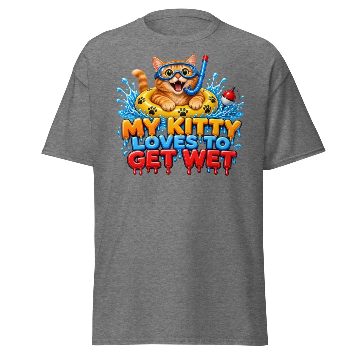 My Kitty Loves To Get Wet Tee - Graphite Heather - TeeRipple