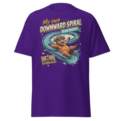 My Own Downward Spiral T-Shirt | Funny Cow Water Slide Tee - Purple - TeeRipple